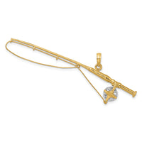 10K w/Rhodium 3-D Fly Rod Fishing Pole Charm-10K9132