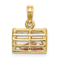 10K Two-tone 3D Lobster Trap W/Moveable Lobster Pendant-10K9135