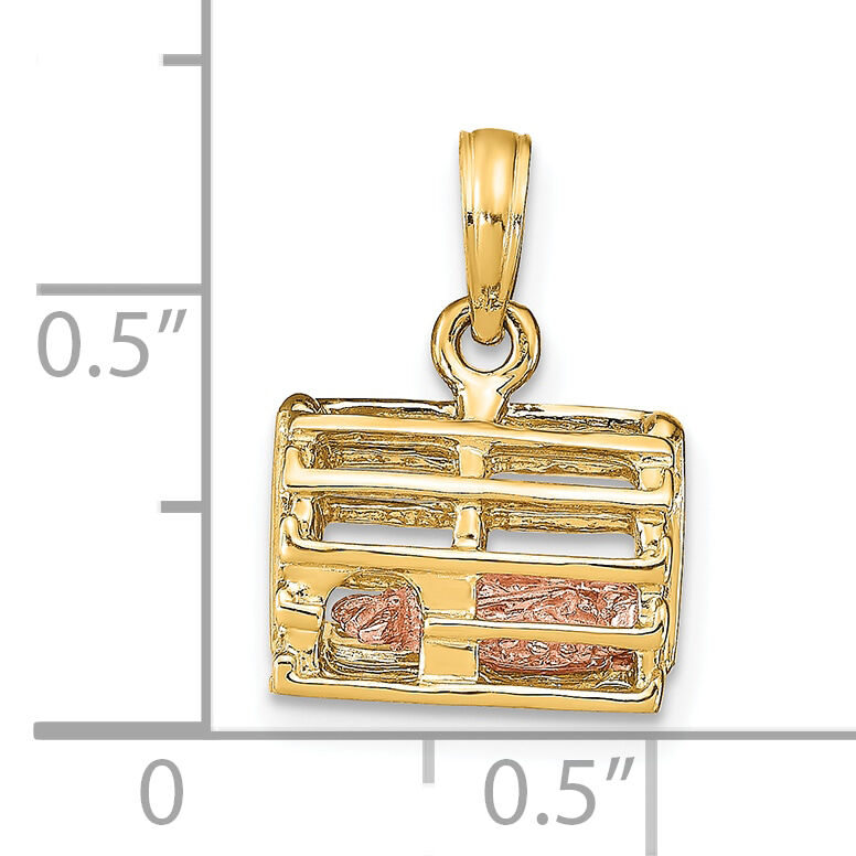 10K Two-tone 3D Lobster Trap W/Moveable Lobster Pendant-10K9135