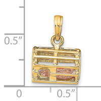 10K Two-tone 3D Lobster Trap W/Moveable Lobster Pendant-10K9135