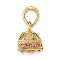 10K Two-tone 3D Lobster Trap W/Moveable Lobster Pendant-10K9136