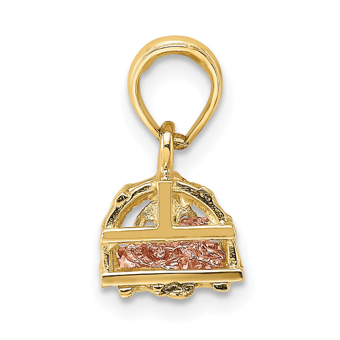 10K Two-tone 3D Lobster Trap W/Moveable Lobster Pendant-10K9136