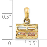 10K Two-tone 3D Lobster Trap W/Moveable Lobster Pendant-10K9136