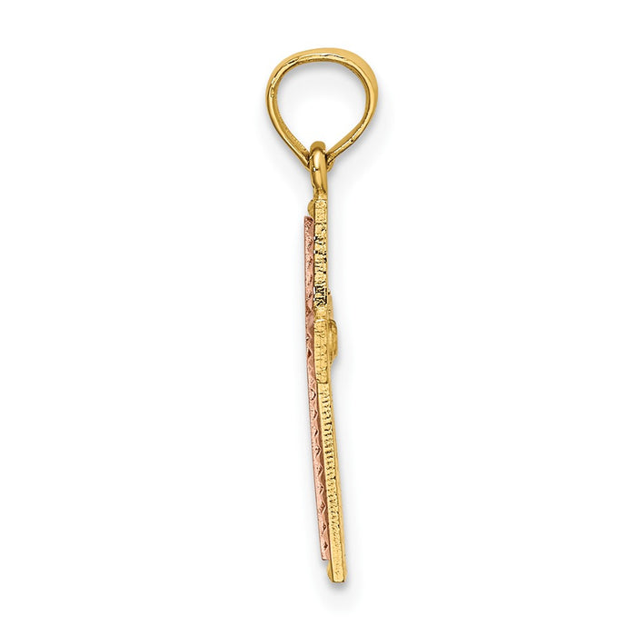 10k Two-tone Polished Cross Charm-10K9138