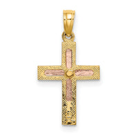 10k Two-tone Polished Cross Charm-10K9138