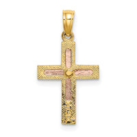 10k Two-tone Polished Cross Charm-10K9138