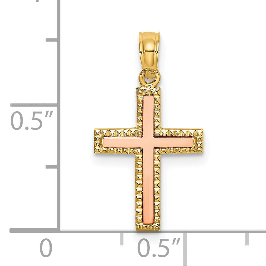 10k Two-tone Polished Cross Charm-10K9138