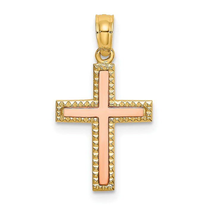 10k Two-tone Polished Cross Charm-10K9138