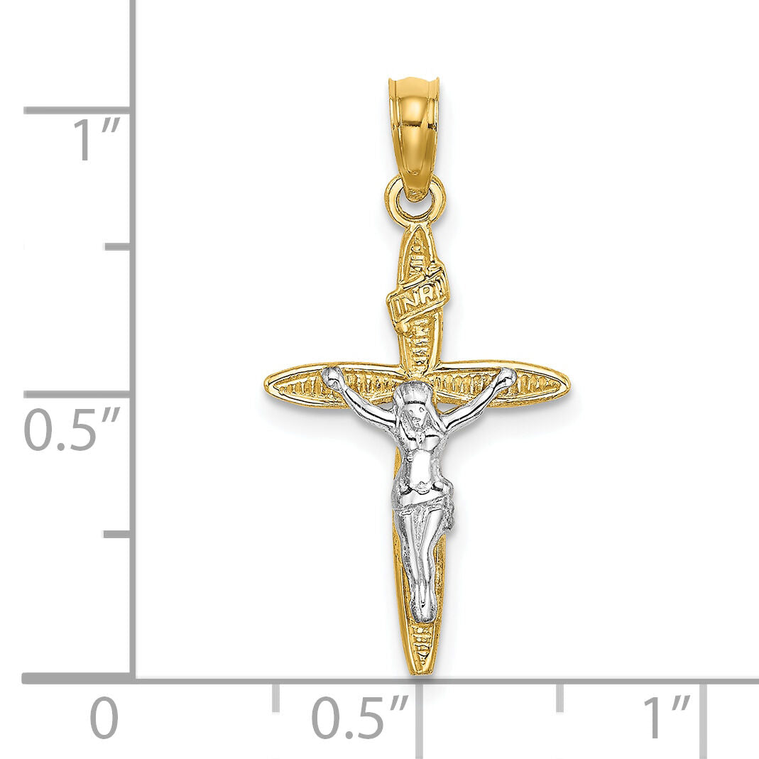 10K W/ Rhodium INRICrucifix Charm-10K9140