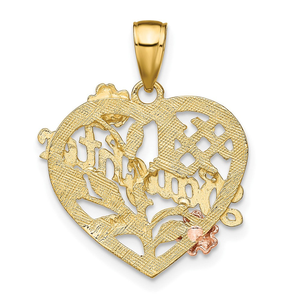 10k Two-tone w/White Rhodium #1 DAUGHTER Heart Charm-10K9142