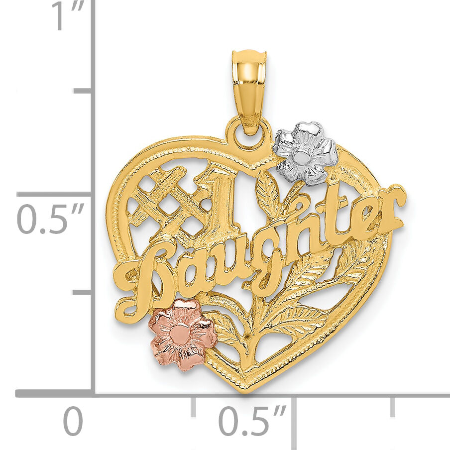 10k Two-tone w/White Rhodium #1 DAUGHTER Heart Charm-10K9142