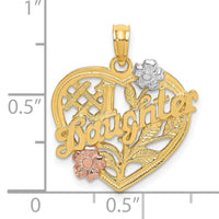 10k Two-tone w/White Rhodium #1 DAUGHTER Heart Charm-10K9142