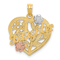 10k Two-tone w/White Rhodium #1 DAUGHTER Heart Charm-10K9142