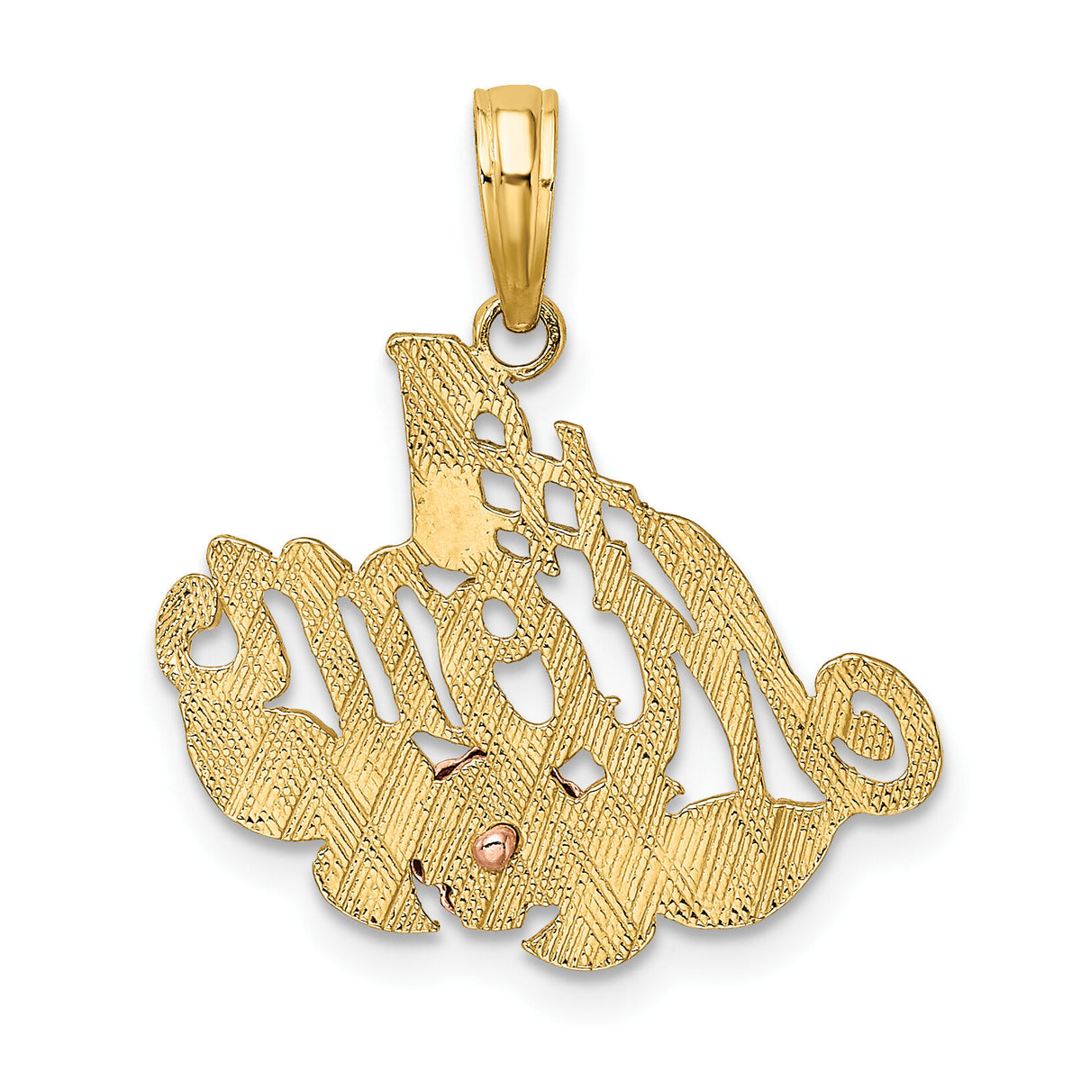 10k Two-tone w/White Rhodium #1 MOM w/ Flower Charm-10K9144