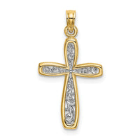 10K W/ Rhodium Filigree Cross Charm-10K9149