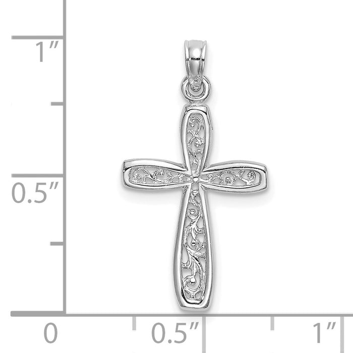 10K White Gold Filigree Cross Charm-10K9149W