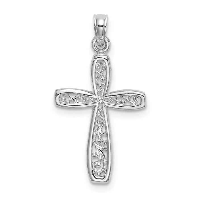 10K White Gold Filigree Cross Charm-10K9149W