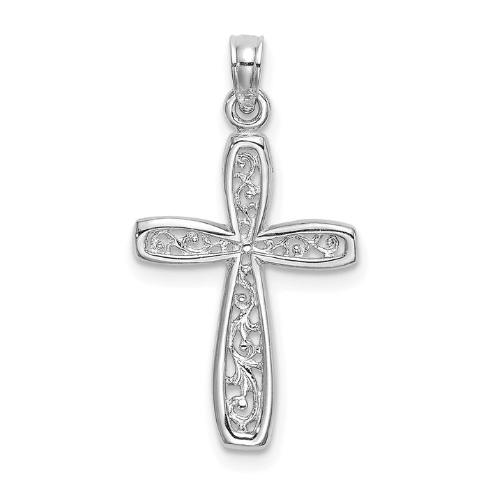 10K White Gold Filigree Cross Charm-10K9149W