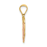 10k Two-tone w/White Rhodium AMOR Heart w/Doves Charm-10K9156
