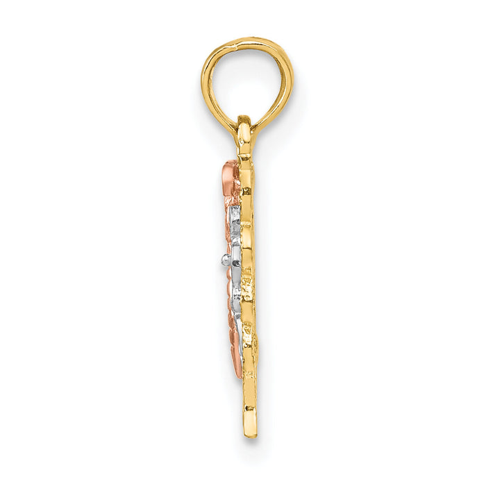 10K Two-tone w/White Rhodium Butterfly Cut-Out Charm-10K9159