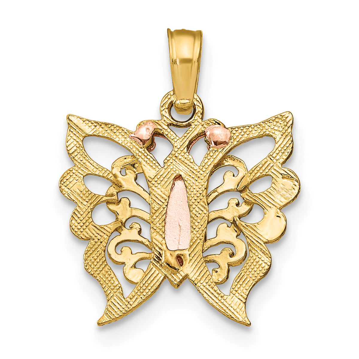 10K Two-tone w/White Rhodium Butterfly Cut-Out Charm-10K9159