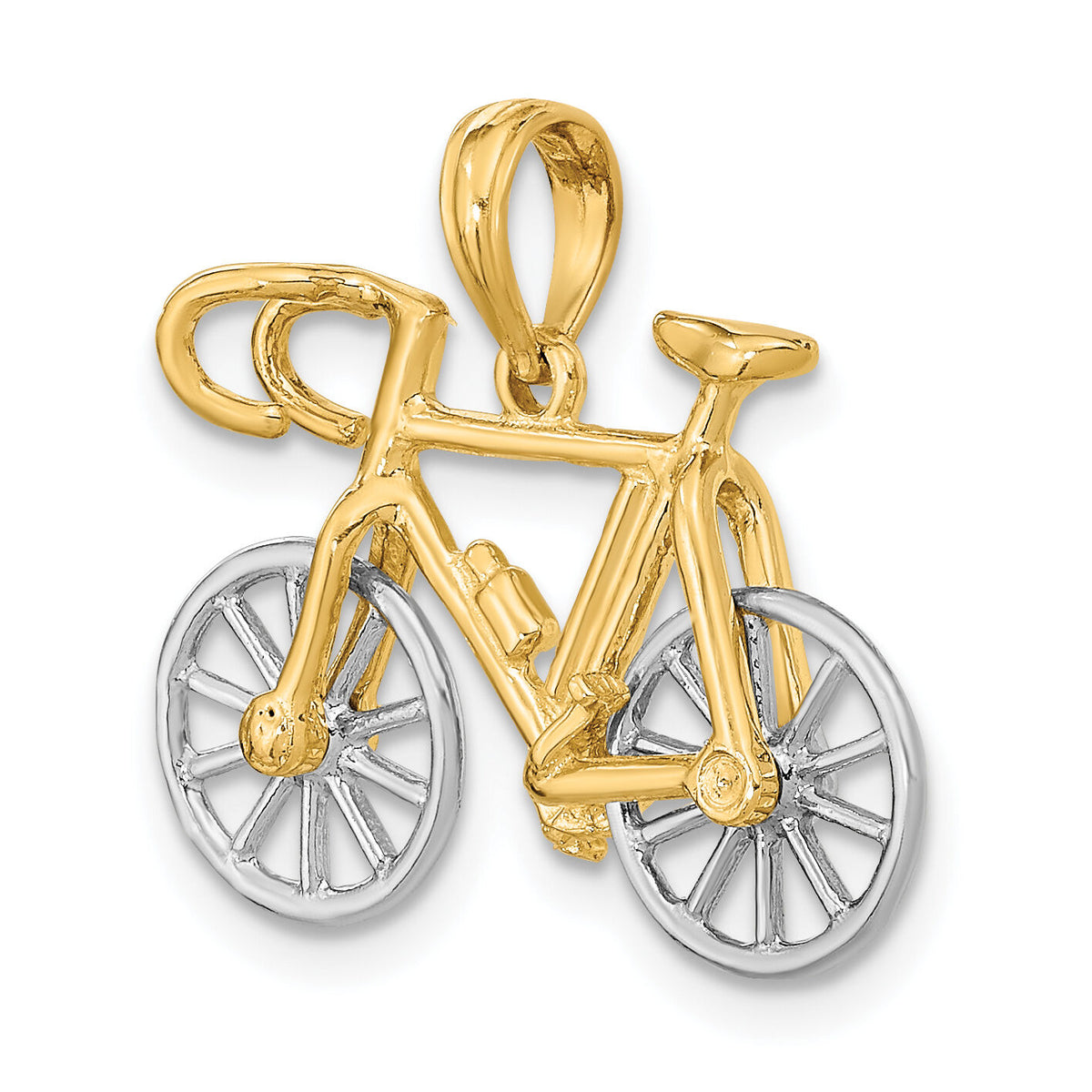 10k w/Rhodium 3-D Ten Speed Bicycle Charm-10K9161