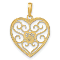 10k w/Rhodium Filigree Beaded Heart Charm-10K9169