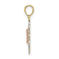 10K Two-tone w/Rhodium Small Angel In Heart Charm-10K9178