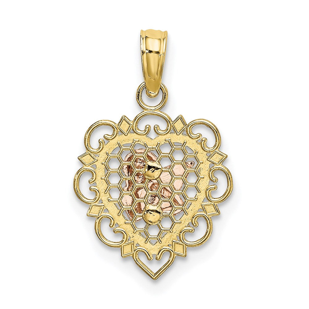 10K Two-tone w/Rhodium Small Angel In Heart Charm-10K9178