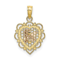 10K Two-tone w/Rhodium Small Angel In Heart Charm-10K9178