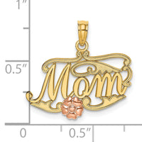 10k Two-Tone MOM Script w/ Flower Charm-10K9186