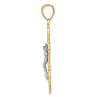10K Two-tone Crucifix W/ Scrolled Tips Charm-10K9198