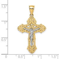 10K Two-tone Crucifix W/ Scrolled Tips Charm-10K9198