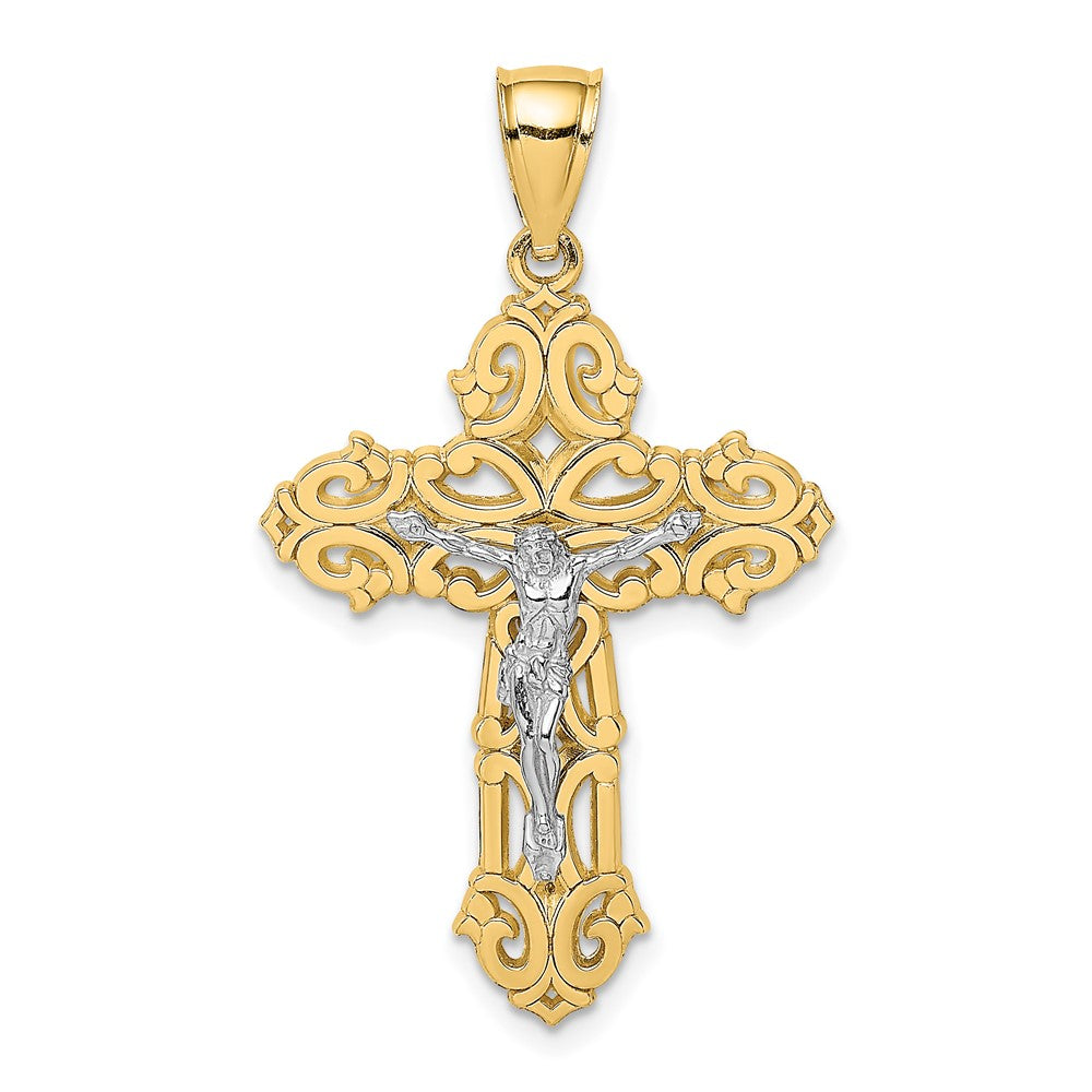 10K Two-tone Crucifix W/ Scrolled Tips Charm-10K9198