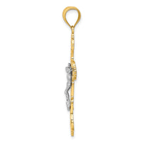 10K W/ Rhodium Crucifix W/ Scrolled Tips Charm-10K9199