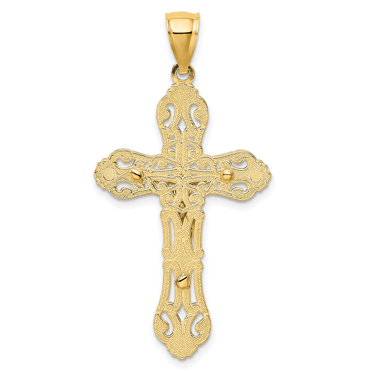 10K W/ Rhodium Crucifix W/ Scrolled Tips Charm-10K9199