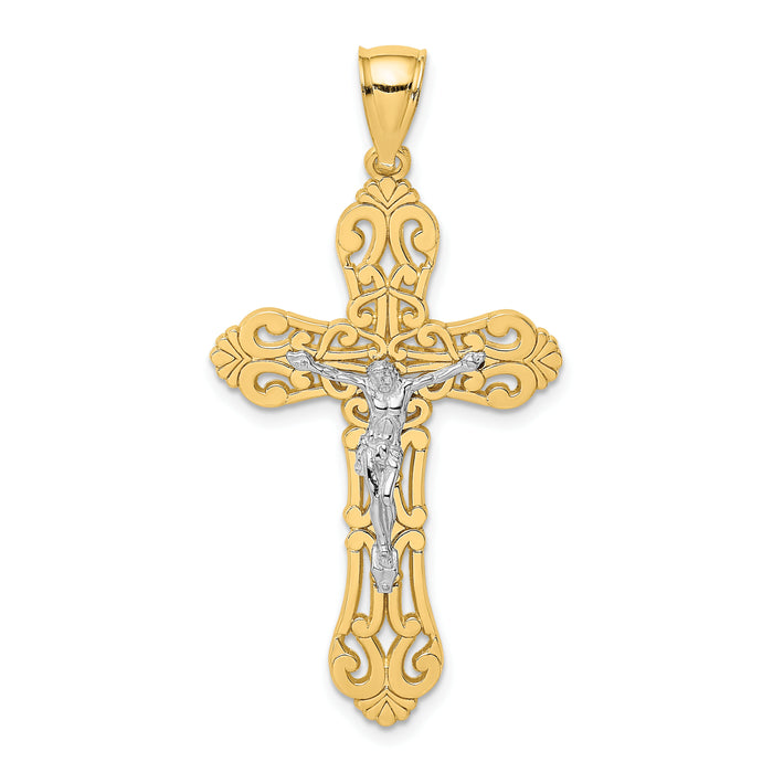 10K W/ Rhodium Crucifix W/ Scrolled Tips Charm-10K9199