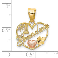 10K Two-Tone #1 GRANDMA In Heart Frame Charm-10K9204