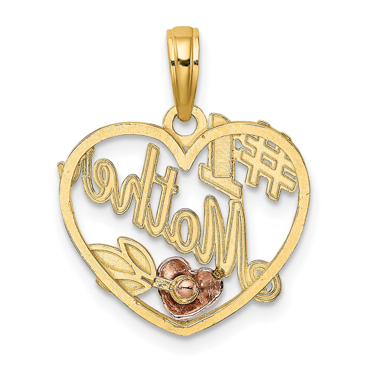 10k Two-Tone Heart w/ #1 MOTHER Charm-10K9211