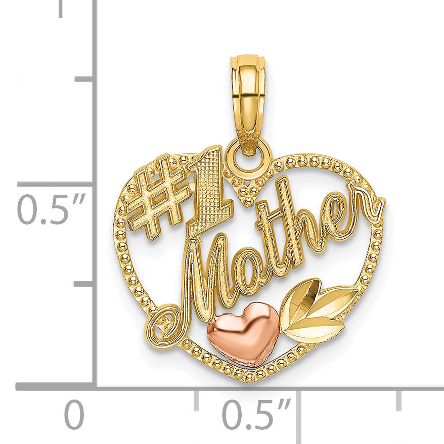 10k Two-Tone Heart w/ #1 MOTHER Charm-10K9211