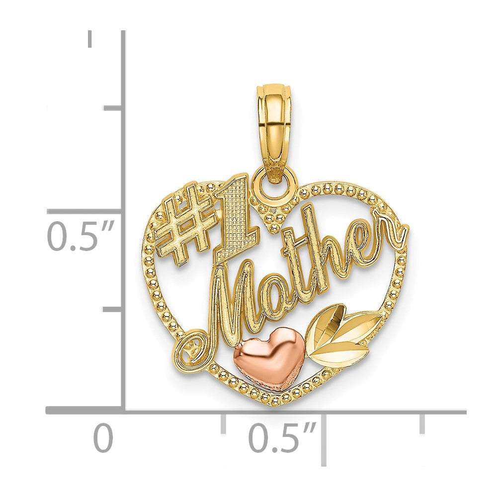 10k Two-Tone Heart w/ #1 MOTHER Charm-10K9211
