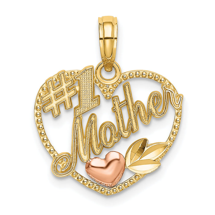 10k Two-Tone Heart w/ #1 MOTHER Charm-10K9211