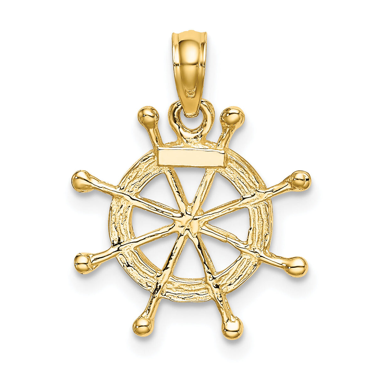10K w/ Rhodium Ships Wheel Pendant-10K9214