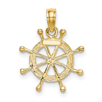 10K w/ Rhodium Ships Wheel Pendant-10K9214