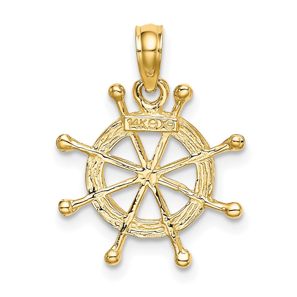 10K w/ Rhodium Ships Wheel Pendant-10K9214