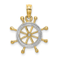 10K w/ Rhodium Ships Wheel Pendant-10K9214