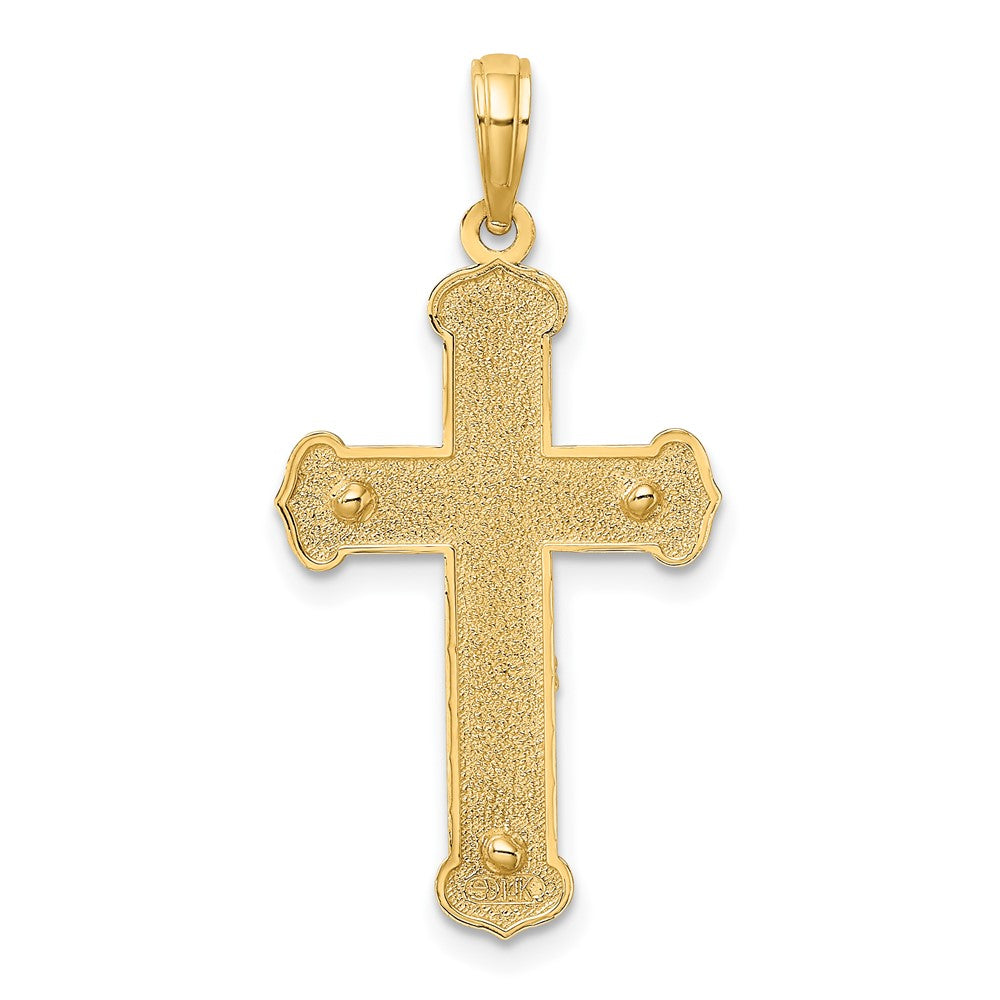 10K Two-tone Engraved Crucifix Charm-10K9215