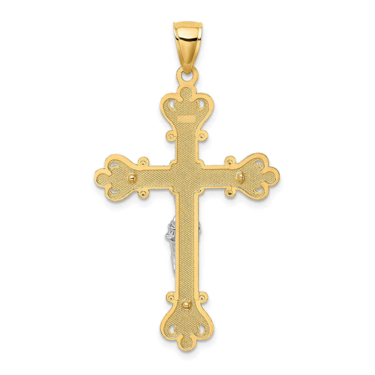 10k Two-Tone Engraved Crucifix Charm-10K9220