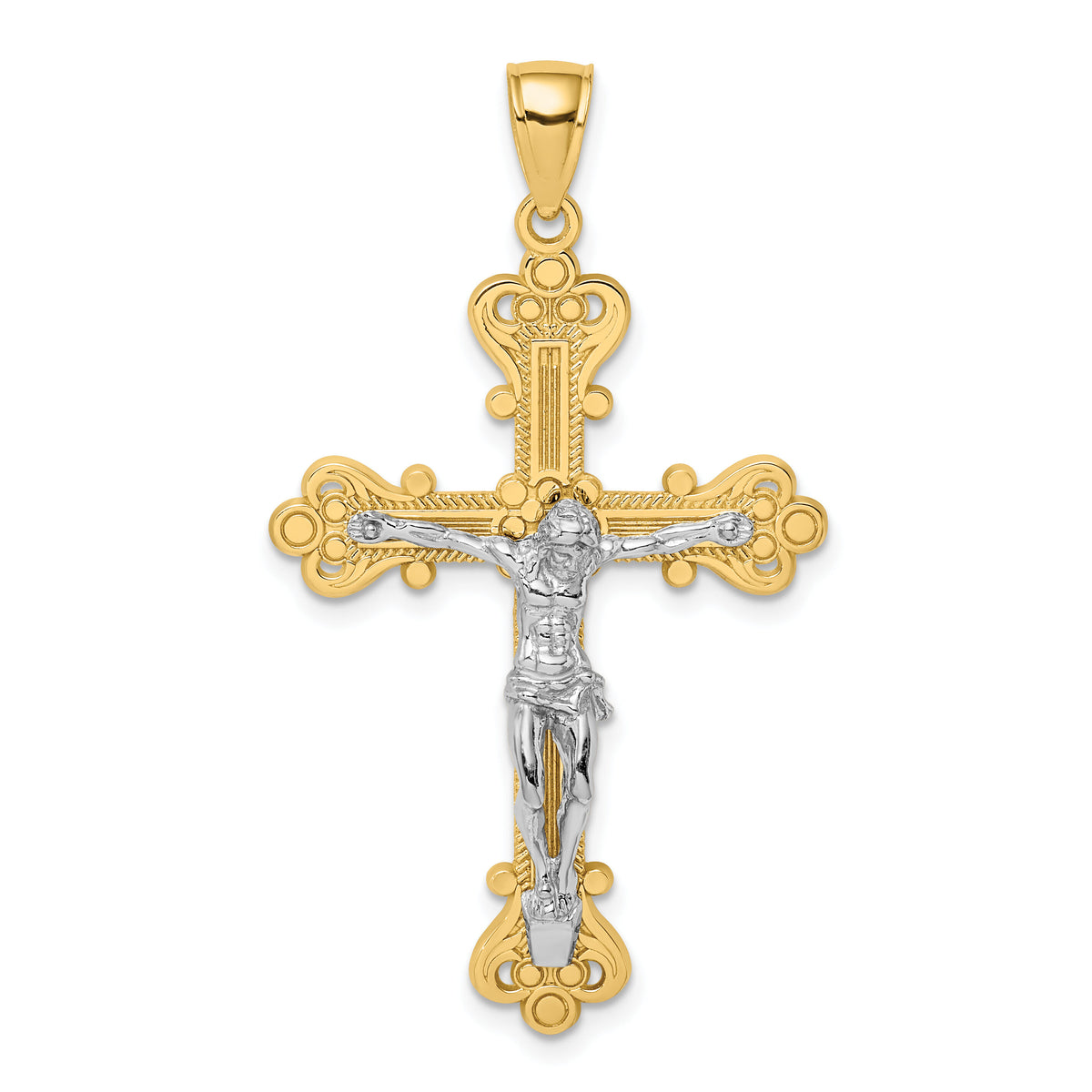 10k Two-Tone Engraved Crucifix Charm-10K9220