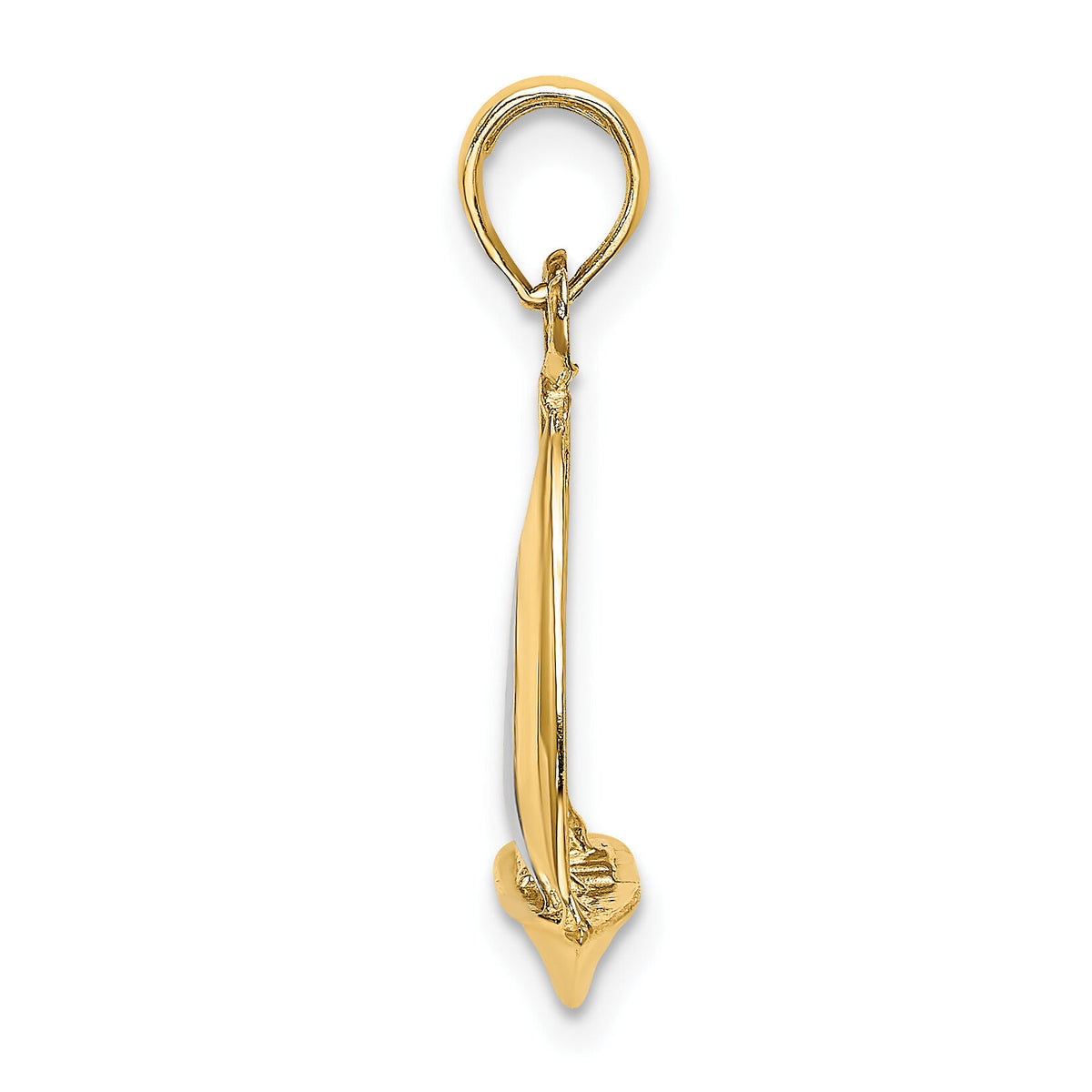 10K w/ Rhodium 3-D Polished Sailboat Charm-10K9221